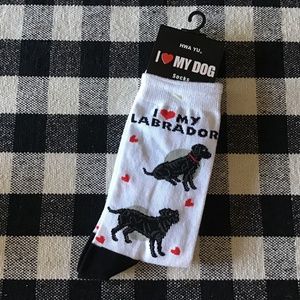 NWT HWA YU Women I ❤️ My LABRADOR Dog Crew Socks Size 9-11